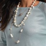 Colar em ouro rosa  p rolas barrocas e diamantes dark brown - Unique 1