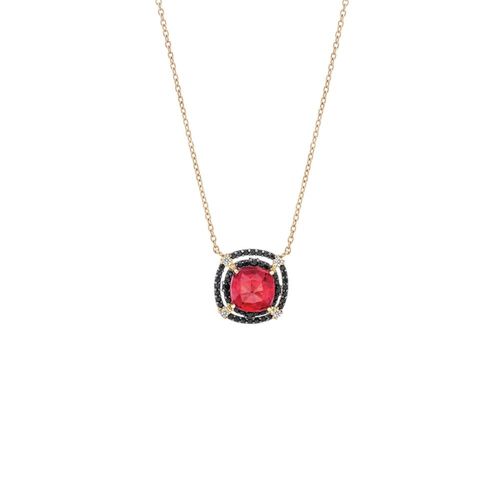 Colar em ouro rosa, granada, espinélios e diamantes - Aquarela