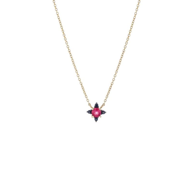 Colar em ouro rosa  rubi e espin lios - Wish 0