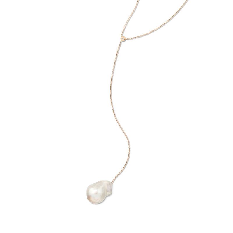 Colar em ouro rosa  diamante e p rola barroca - Unique 0