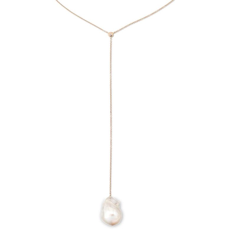 Colar em ouro rosa  diamante e p rola barroca - Unique 1