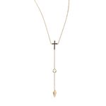 Colar em ouro rosa  top zio branco  espin lios e diamantes - Cruz 0