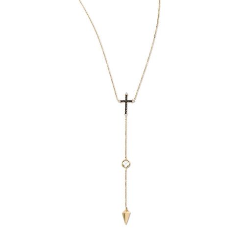 Colar em ouro rosa, topázio branco, espinélios e diamantes - Cruz
