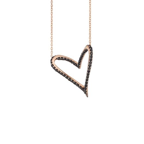 Colar em ouro rosa e espinélios - coração - Heart