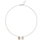 Colar ouro branco  rosa e diamantes - Lovely Family                                                                                                    2