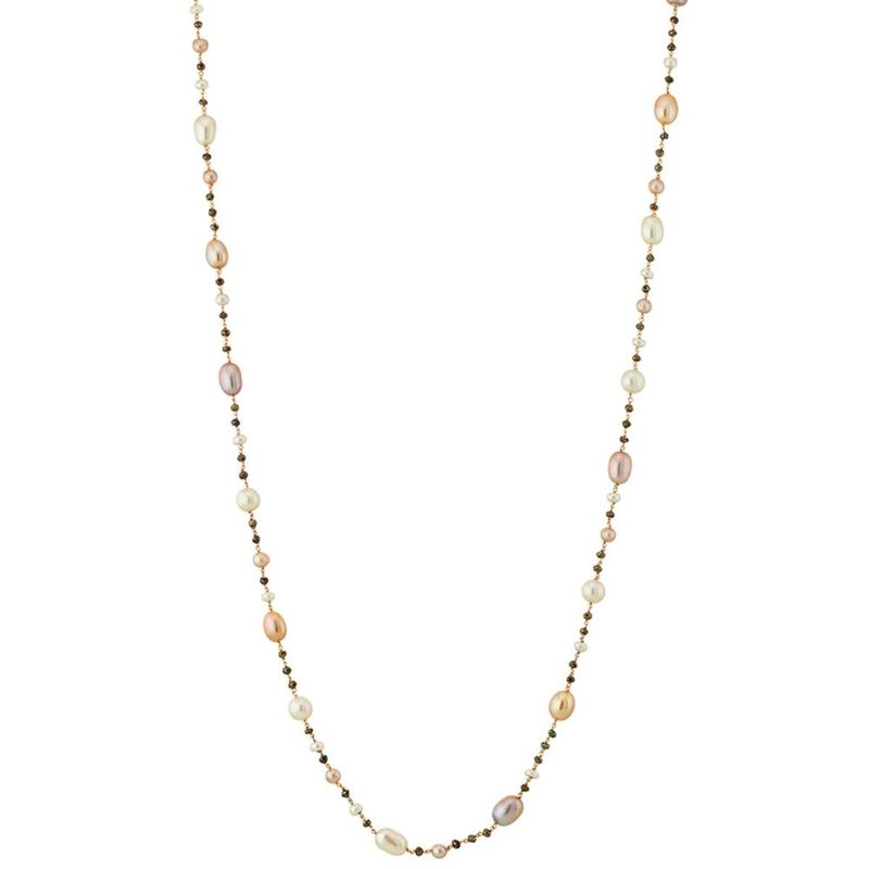 Colar em ouro rosa  espin lios brown e p rolas - Eva 0