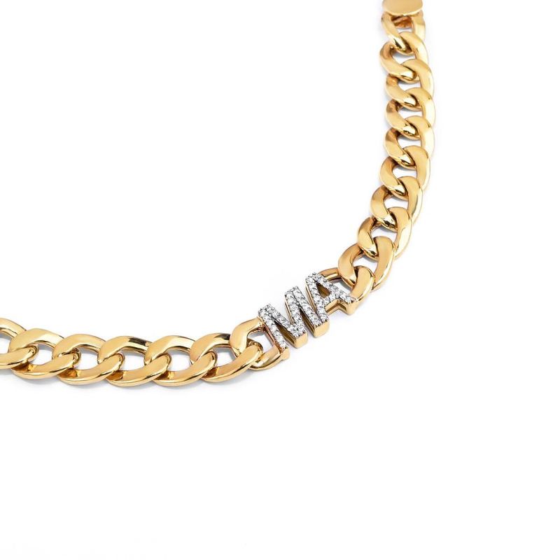 Pulseira em ouro amarelo e diamante - Gourmette                                                                                                        0