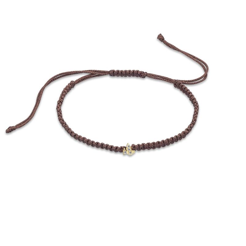 Pulseira em ouro amarelo  top zios brancos e fio de seda - pomba - Sorte 0