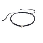 Pulseira em ouro amarelo  top zios brancos e fio de seda - cruz - Sorte 0