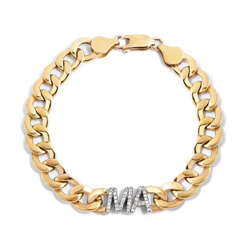 Pulseira em ouro amarelo e diamante - Gourmette                                                                                                        2
