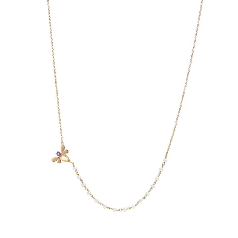 Colar em ouro amarelo  citrino  ametista e p rolas - Let it Bee 0