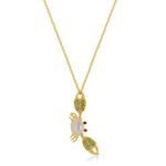 Colar em ouro amarelo  madrep rola  tsavoritas e rubis - Siri 0