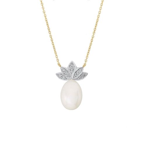 Colar em ouro amarelo, pérola e diamantes - Lótus De Fogo