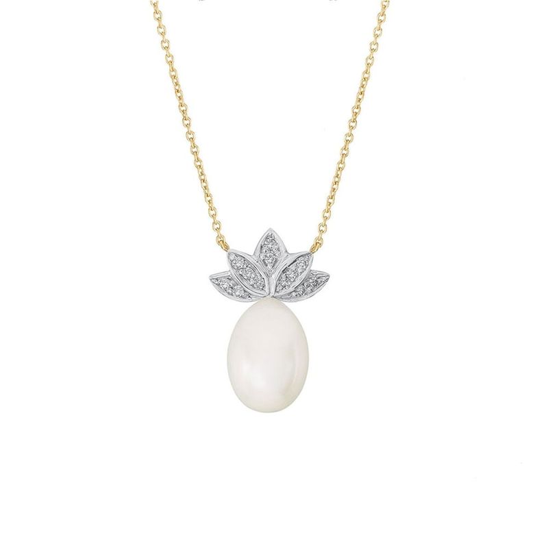 Colar em ouro amarelo  p rola e diamantes - L tus De Fogo 0