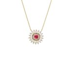 Colar em ouro amarelo  diamantes  diamantes dark brown  rubi e p rolas - Bizance 0