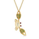 Colar em ouro amarelo  madrep rola  tsavoritas e rubis - Siri 1