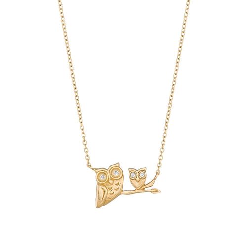 Colar em ouro amarelo e diamante - um filho - Mamãe Coruja