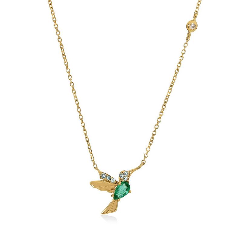 Colar em ouro amarelo  esmeralda e diamante - Beija Flor 0