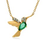 Colar em ouro amarelo  esmeralda e diamante - Beija Flor 1