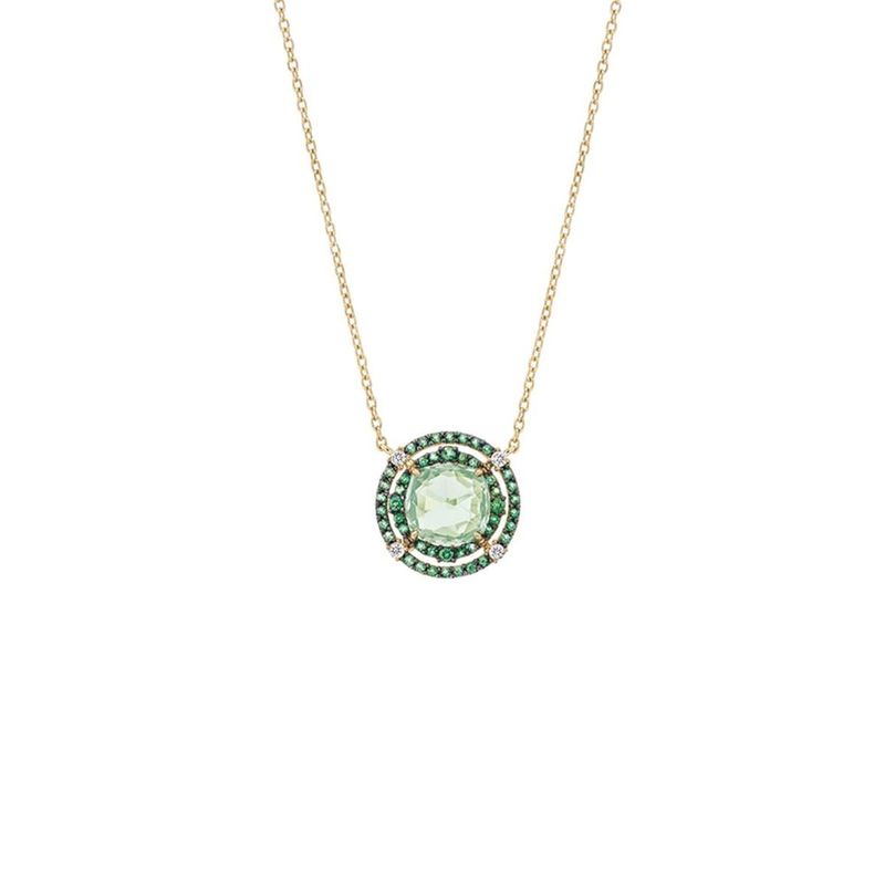 Colar em ouro amarelo  diamante  prasiolita e top zio verde - Aquarela 0