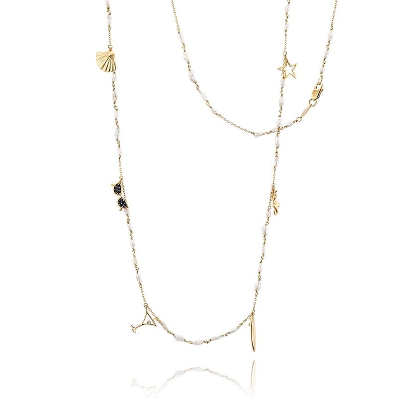 Colar em ouro amarelo  espin lios  diamante e p rolas barrocas - dolce vita - Oceano 1