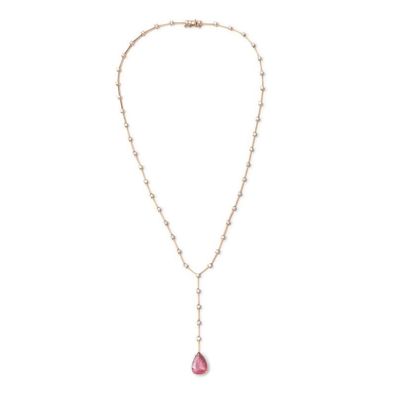 Colar em ouro amarelo rubelita e diamantes - Eternity 2