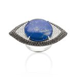 Anel em prata  espin lios  l pis laz li e diamantes - olho grego - Horus 0