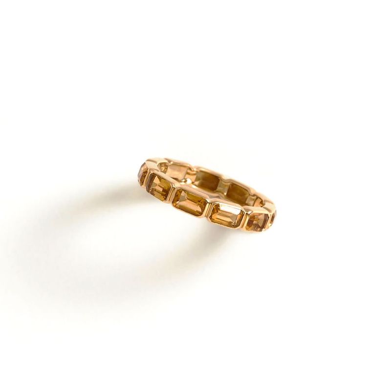 Alian a em ouro amarelo e citrino - Emerald Cut 0