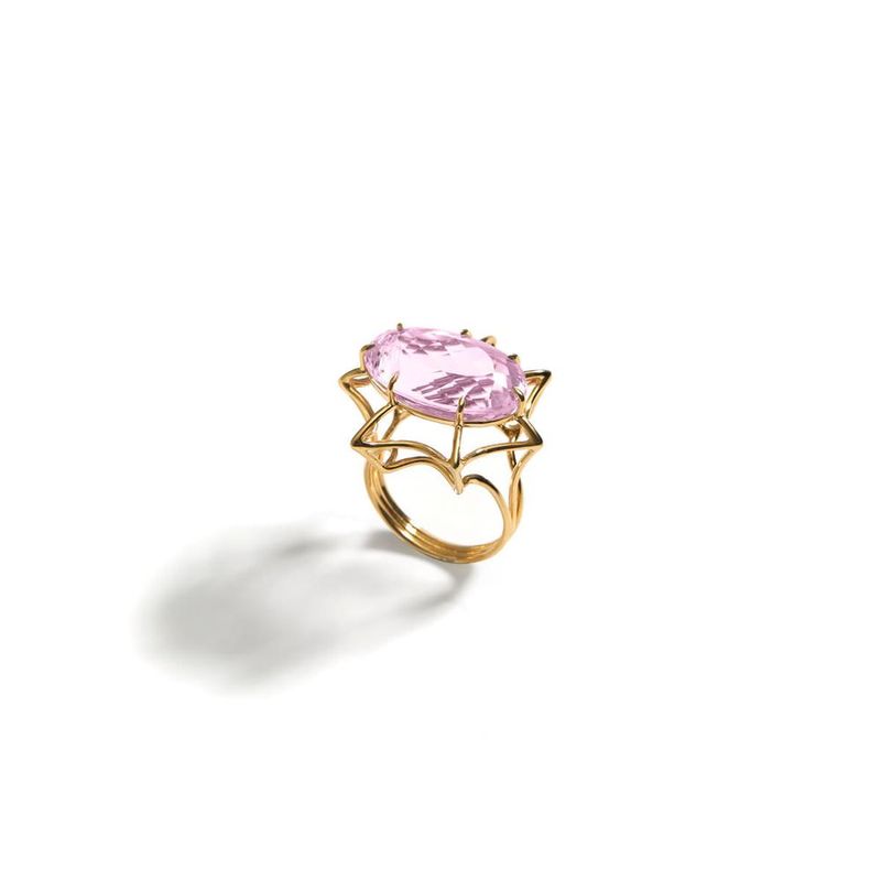 Anel em ouro amarelo kunzita - Oceano 0