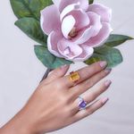 Anel em ouro branco  ametista e top zio azul - Flamingo 1