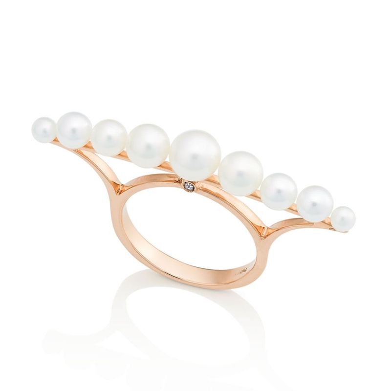 Anel em ouro rosa  p rolas e diamantes - Avignon 0