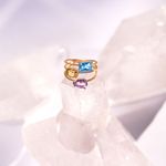 Anel em ouro amarelo  top zio azul  ametista e citrino - Flamingo 1
