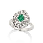 Anel em ouro branco  esmeraldas e diamantes - Fractal 0