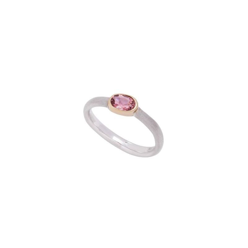 Anel em prata  ouro amarelo e turmalina rosa - summer time - Oceano 0