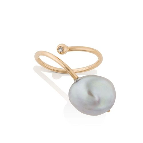 Anel em ouro rosa, pérola barroca e diamante - Unique