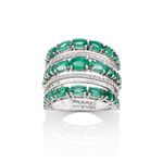 Anel em ouro branco  esmeraldas e diamantes - Sophia 0