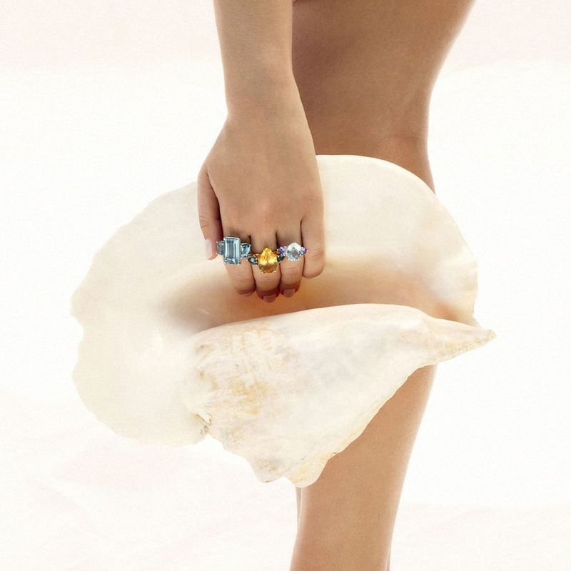 Anel em ouro rosa  citrino e turmalinas rosas - Flamingo 1