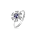 Anel em ouro branco  tanzanita e diamantes - Daisy 0
