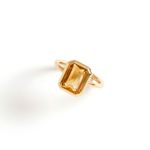 Anel em ouro amarelo e citrino - Emerald Cut 0