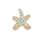 Anel em ouro amarelo   gua marinha e top zios azuis - estrela do mar - Oceano 2