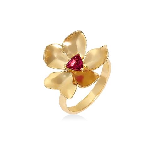 Anel em ouro amarelo e turmalina rosa - Maria Sem Vergonha