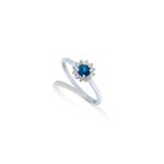 Anel em ouro branco  diamantes e safira azul - Classic 0