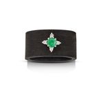 Anel em borracha  ouro branco  esmeralda e diamantes - Wish 0