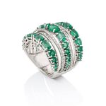 Anel em ouro branco  esmeraldas e diamantes - Sophia 1