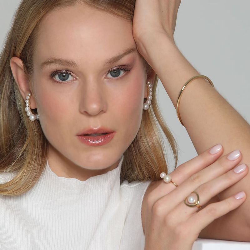 Anel em ouro amarelo e p rola - Equil brio 1