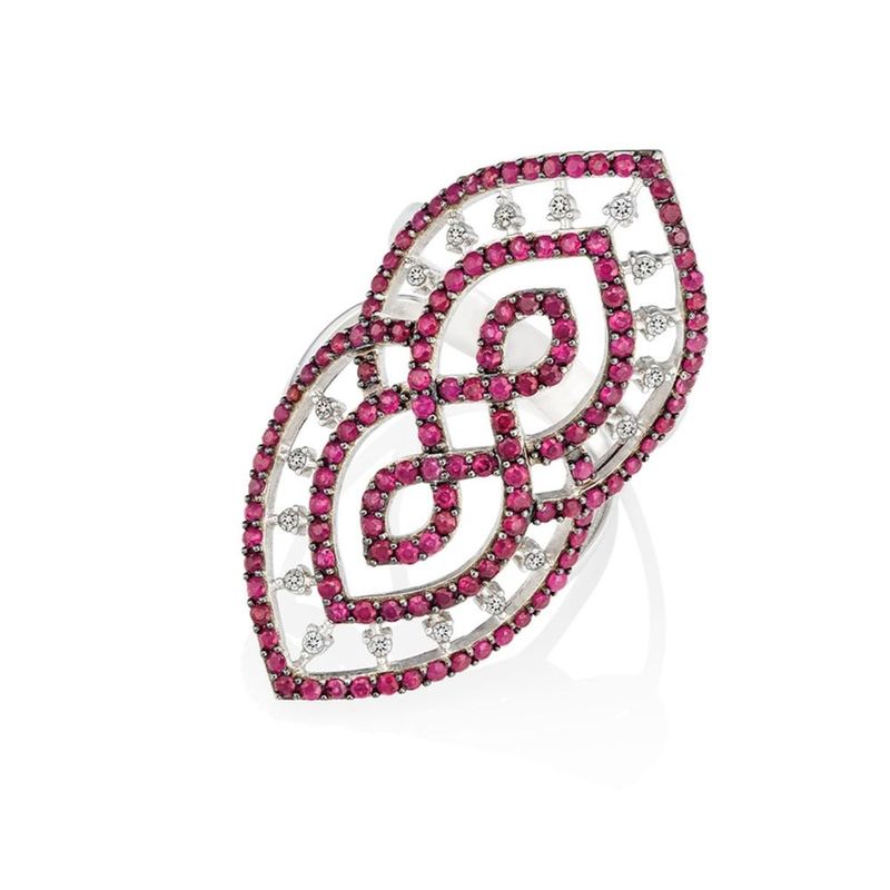 Anel em ouro branco  rubis e diamantes - Yasmin 0