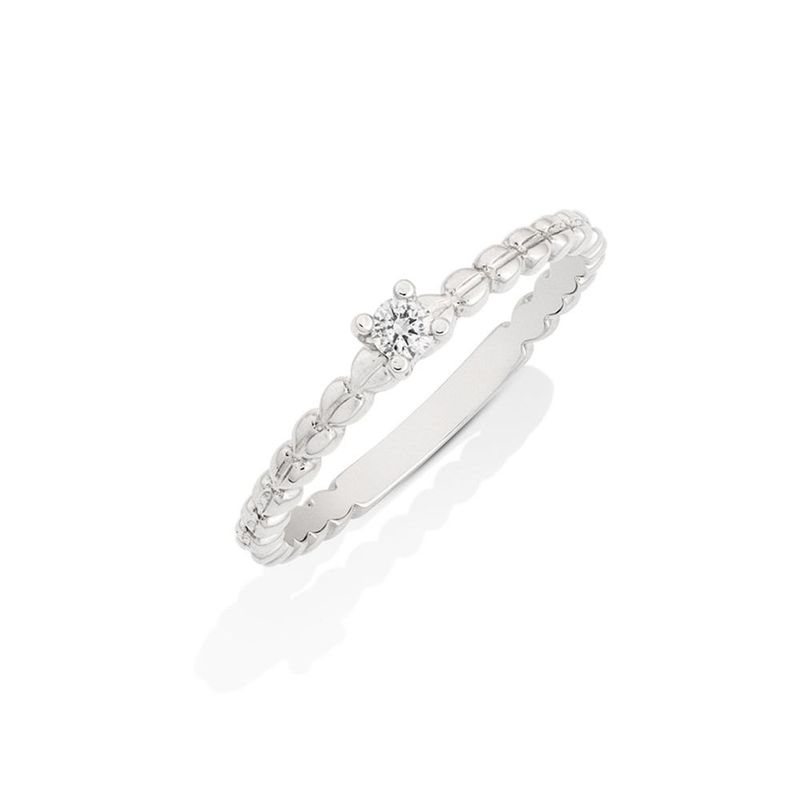 Anel em ouro branco e diamante - solit rio - Be Happy 0