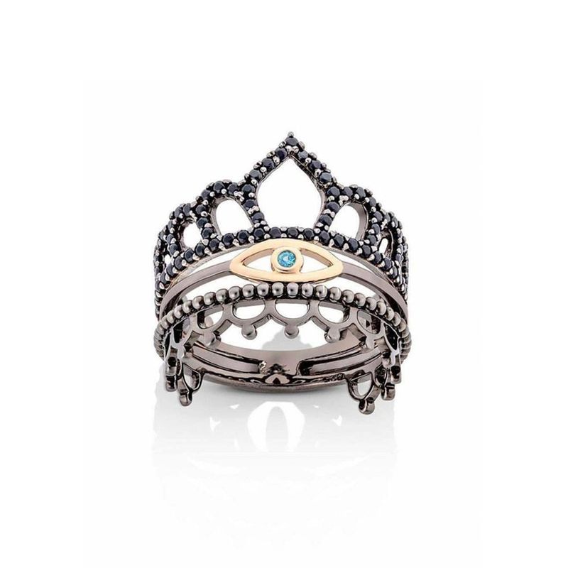 Anel em prata  ouro rosa  top zio azul e espin lios - Tattoo Lucky Eye 0