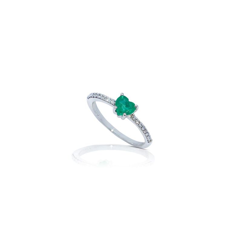 Anel em ouro branco  esmeralda e diamantes - esmerald - Classic 0