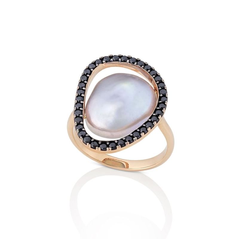 Anel ouro rosa espin lios e p rola barroca Unique 0